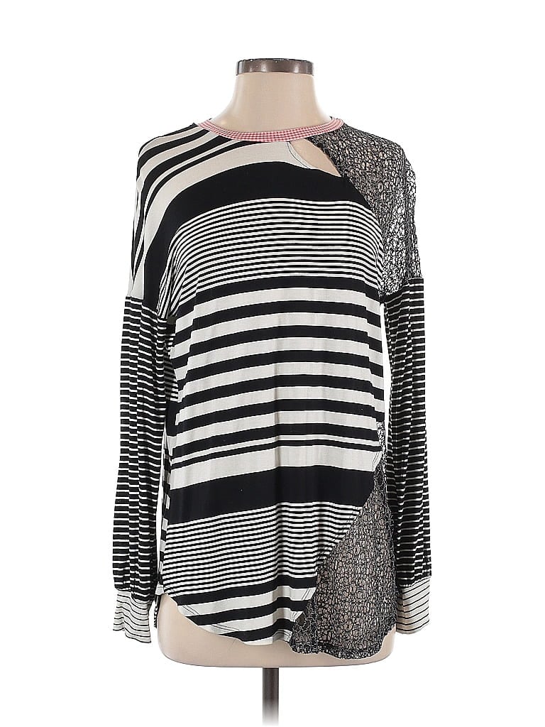 Scrapbook Stripes Gray Long Sleeve Top Size XS - photo 1