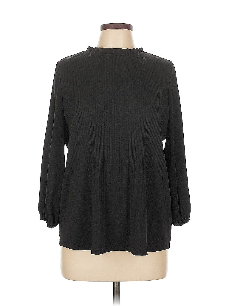 Pre-owned Adrianna Papell Long Sleeve Blouse In Black