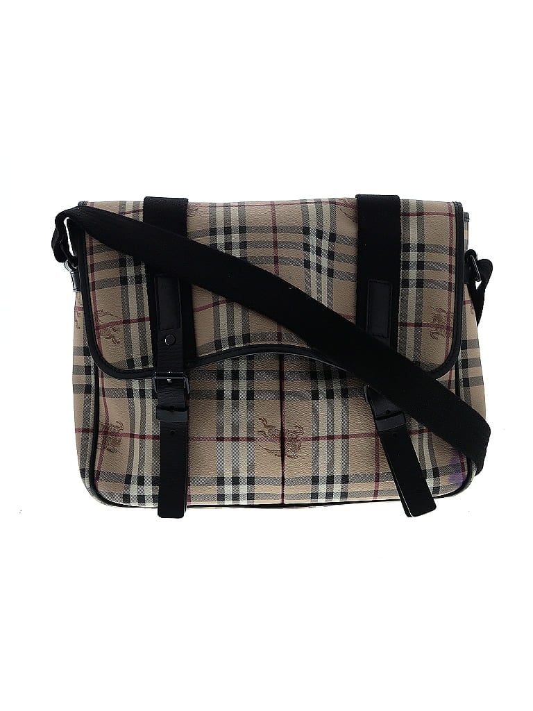 Burberry 100% Coated Canvas Plaid Brown Tan Newton Messenger One size - photo 1
