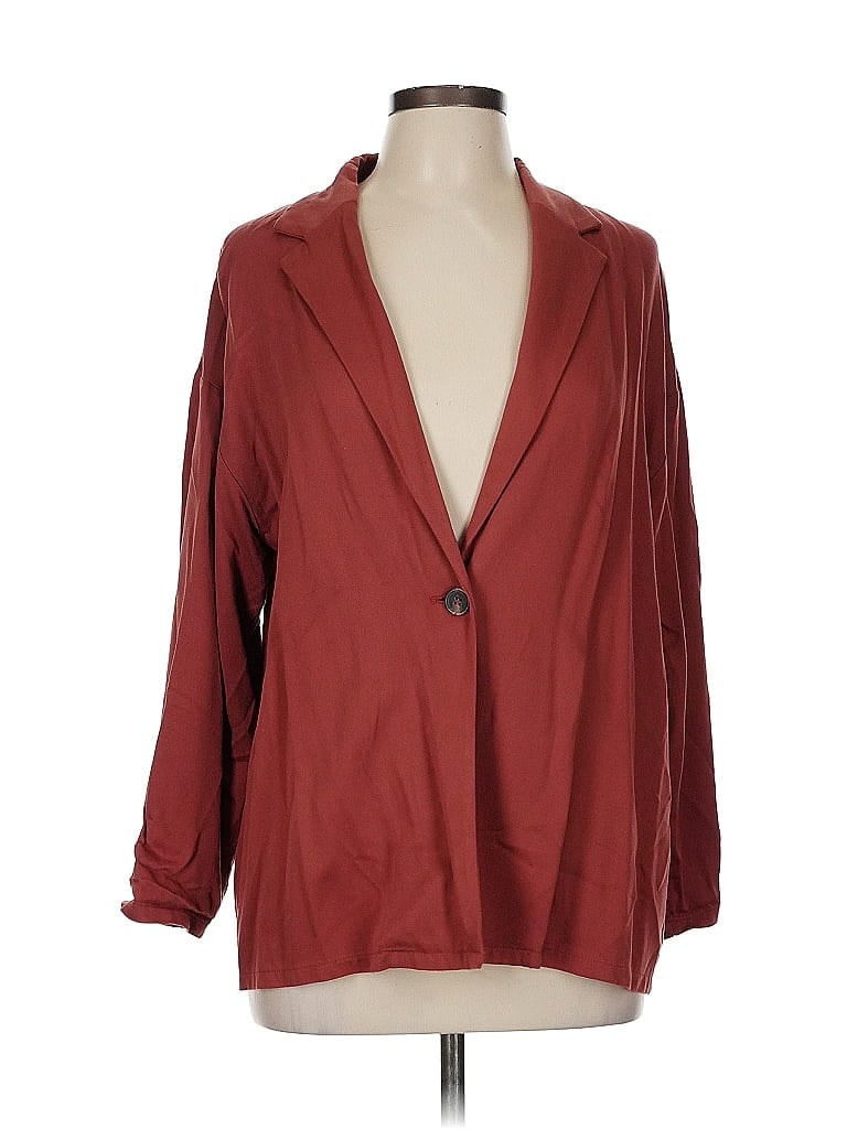 Pre-owned Forever 21 Blazer Jacket In Burgundy