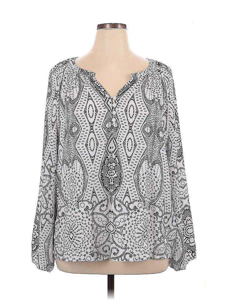 Foxcroft 100% Polyester Silver Long Sleeve Blouse Size XL - photo 1