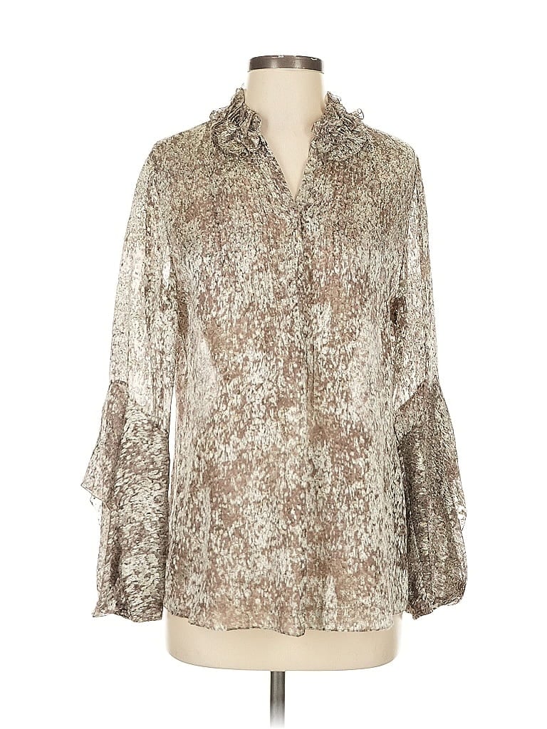 Pre-owned Elie Tahari 3/4 Sleeve Blouse In Silver