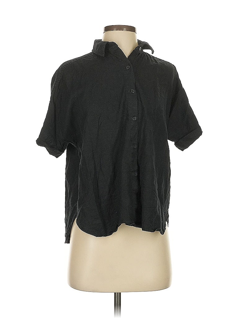 Pre-owned Banana Republic Factory Store Short Sleeve Blouse In Black