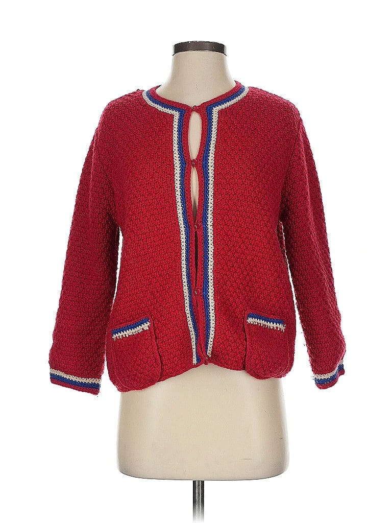 Frances Valentine 100% Lambswool Red Wool Cardigan Size S - photo 1