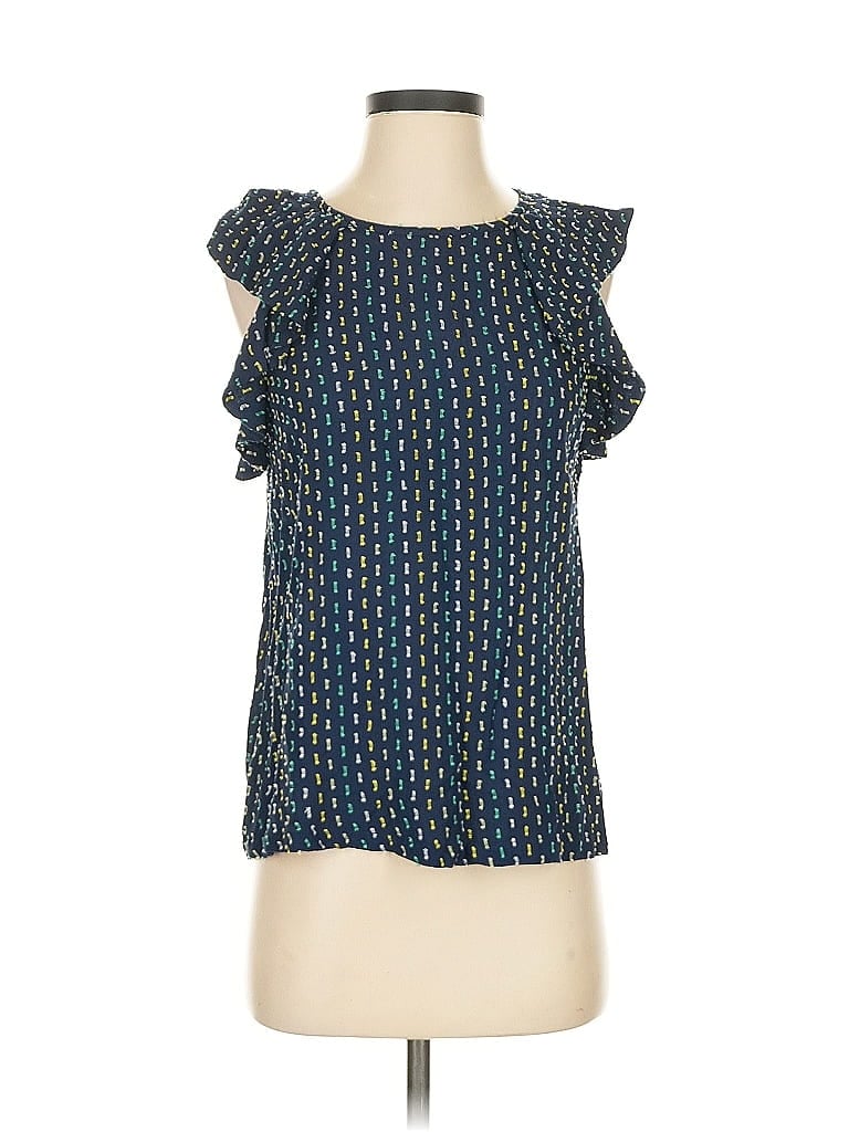 Pre-owned Ann Taylor Loft Short Sleeve Blouse In Blue