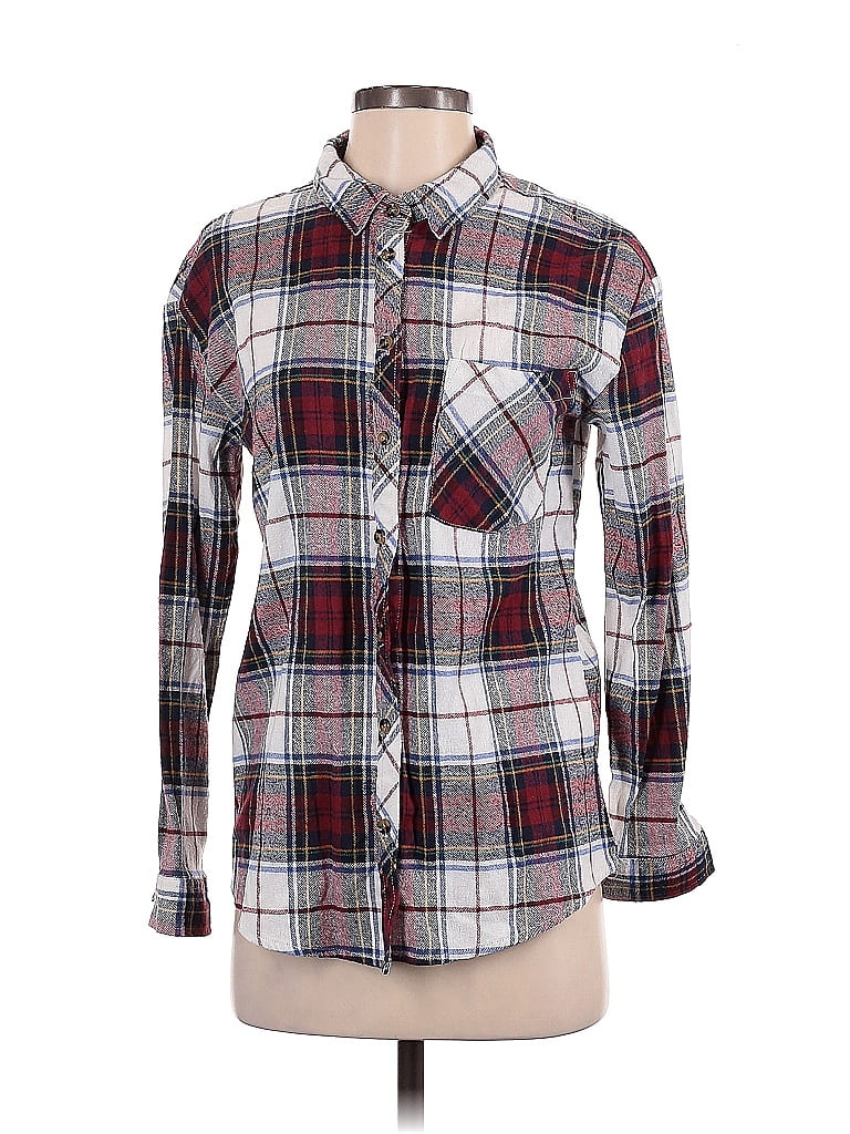 Pre-owned Thread & Supply Long Sleeve Button Down Shirt In Burgundy