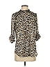 Roar 100% Polyester Animal Print Brown Black 3/4 Sleeve Blouse Size XS - photo 1
