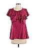 Plastic Island 100% Polyester Burgundy Short Sleeve Blouse Size 2 - 4 - photo 1