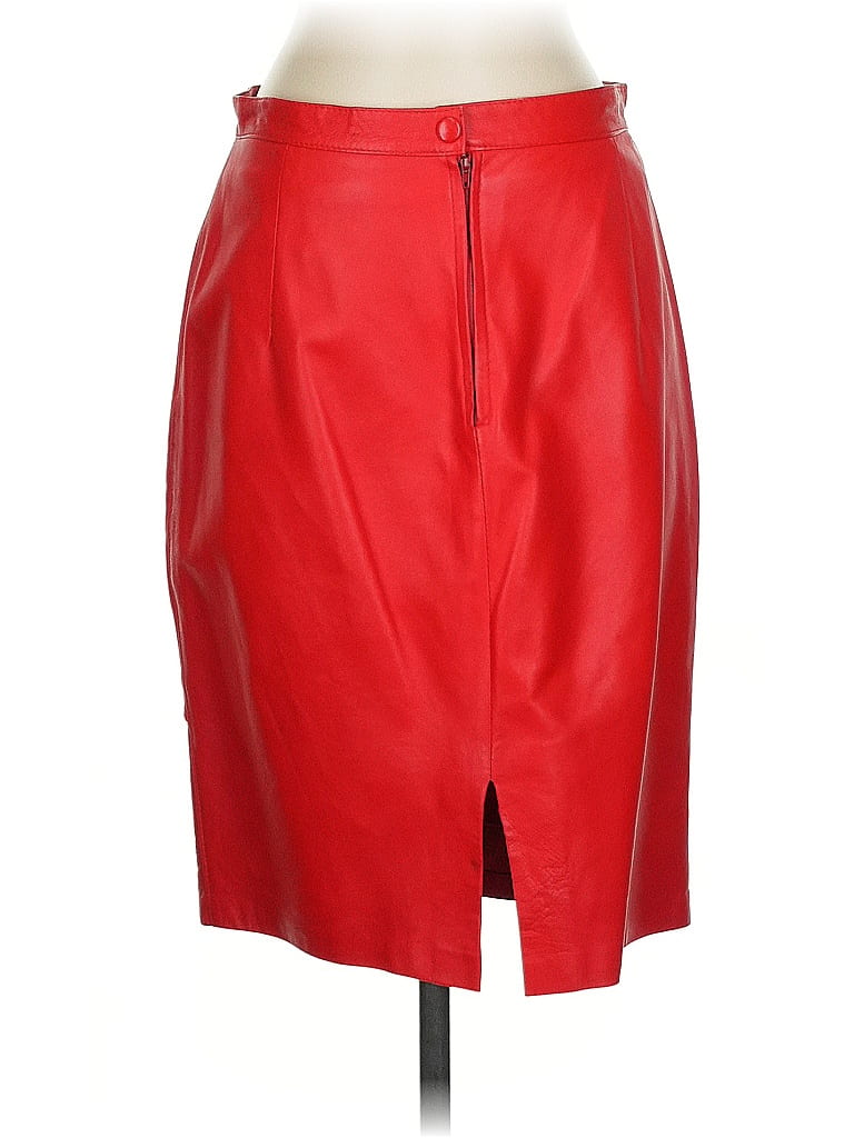 Pre-owned Vera Pelle Faux Leather Skirt In Red