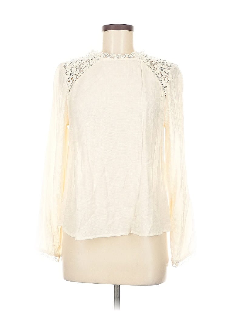 Pre-owned Mine Long Sleeve Blouse In White