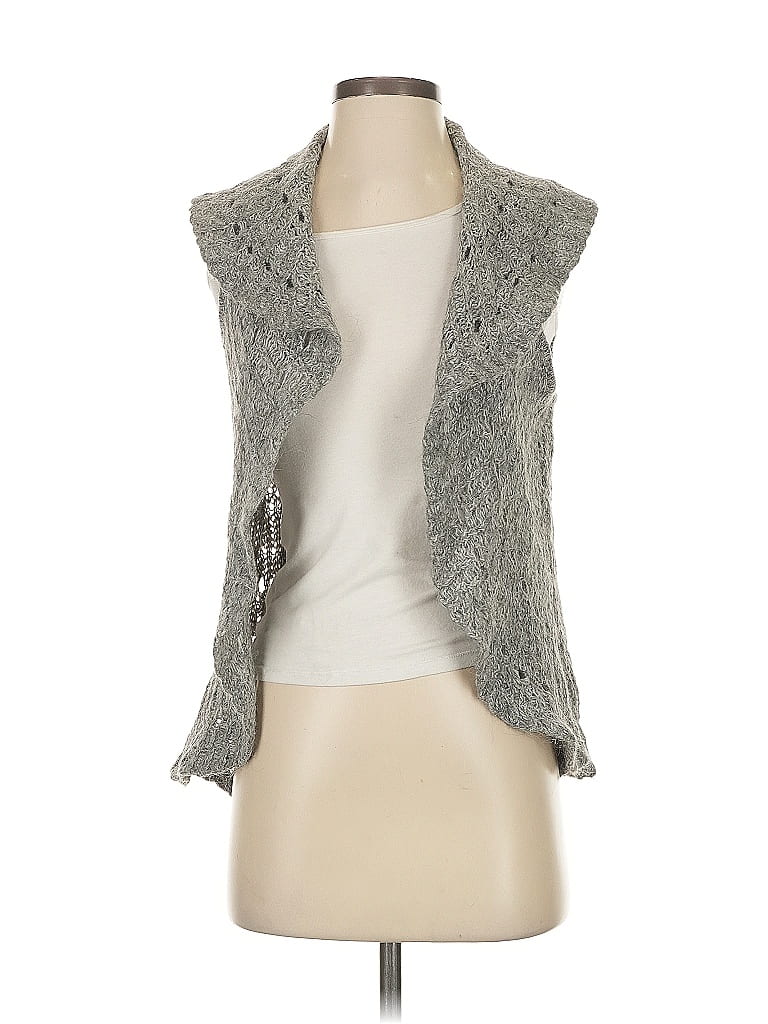Pre-owned Ann Taylor Loft Wool Cardigan Sweater In Gray