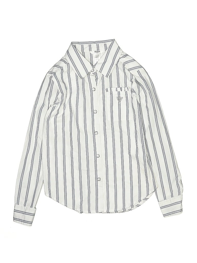 Pre-owned Guess Kids' Long Sleeve Button Down Shirt In Gray