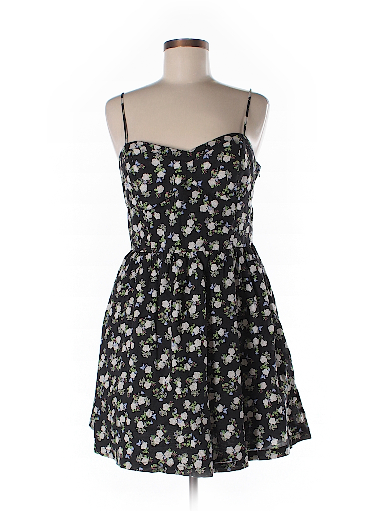 Divided by H&M 100% Cotton Floral Black Casual Dress Size 12 - 61% off ...