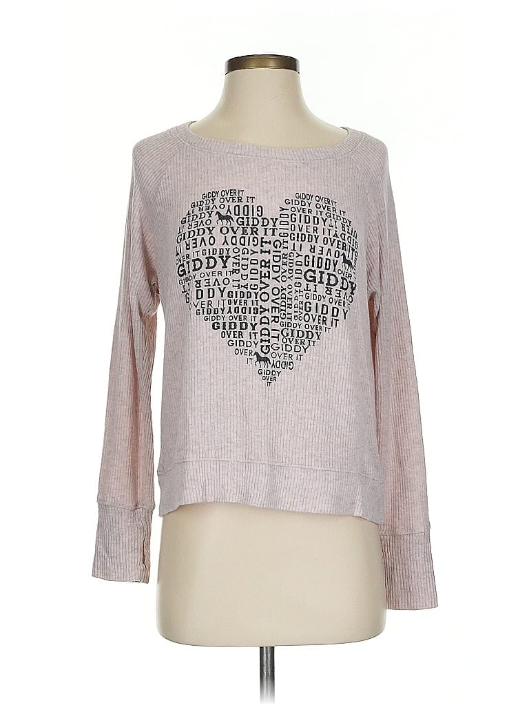 Basic House Hearts Gray Tan Long Sleeve T-Shirt Size S - photo 1
