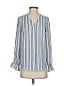 T Tahari 100% Polyester Stripes Gray Long Sleeve Blouse Size XXS - photo 1