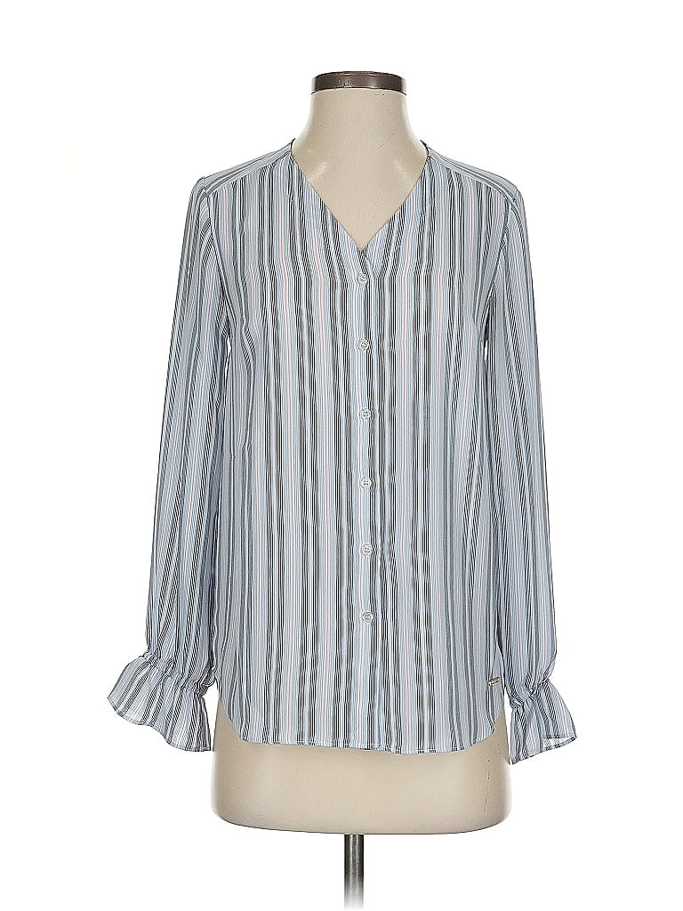 Pre-owned T Tahari Long Sleeve Blouse In Gray