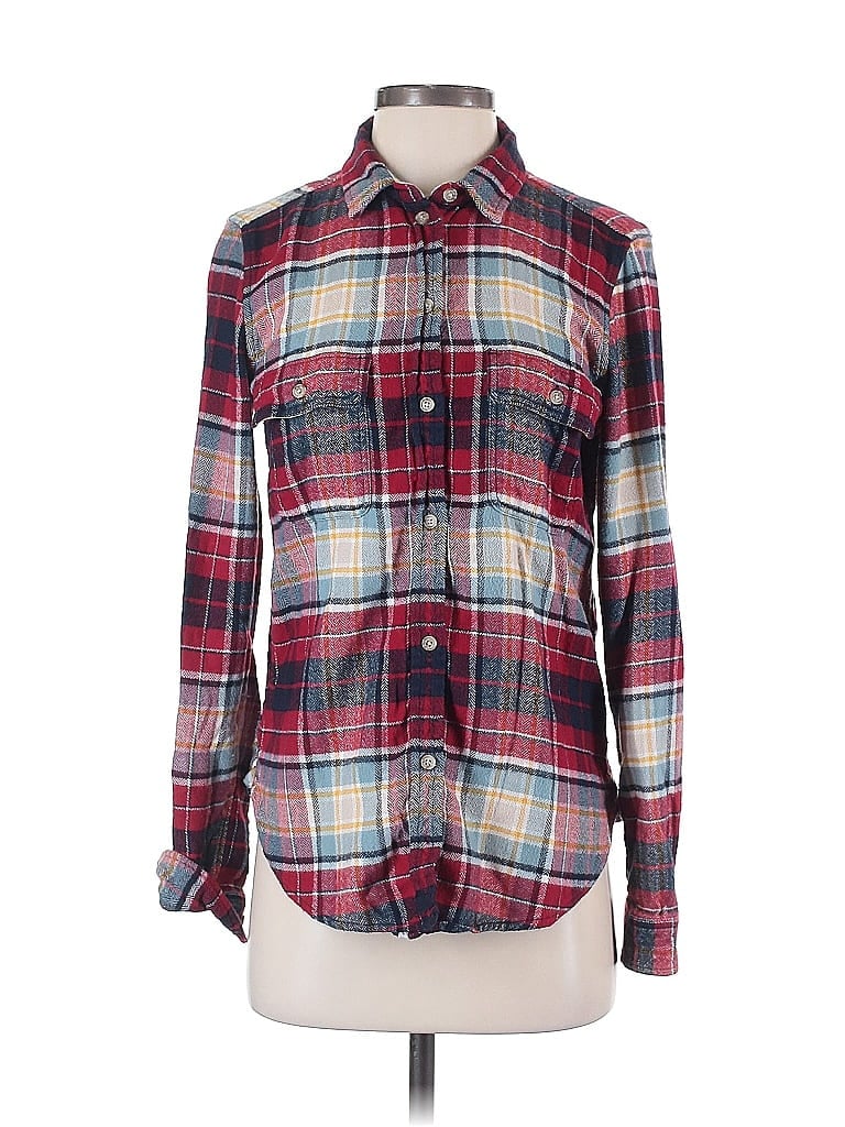 Pre-owned American Eagle Outfitters Long Sleeve Button Down Shirt In Red