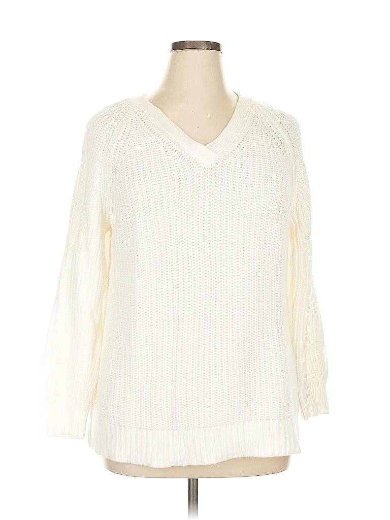 Pre-owned Lane Bryant Pullover Sweater In White