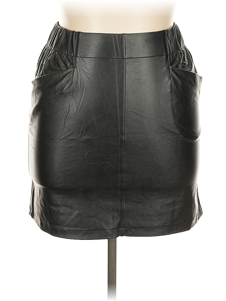 Pre-owned David Lerner Faux Leather Skirt In Black