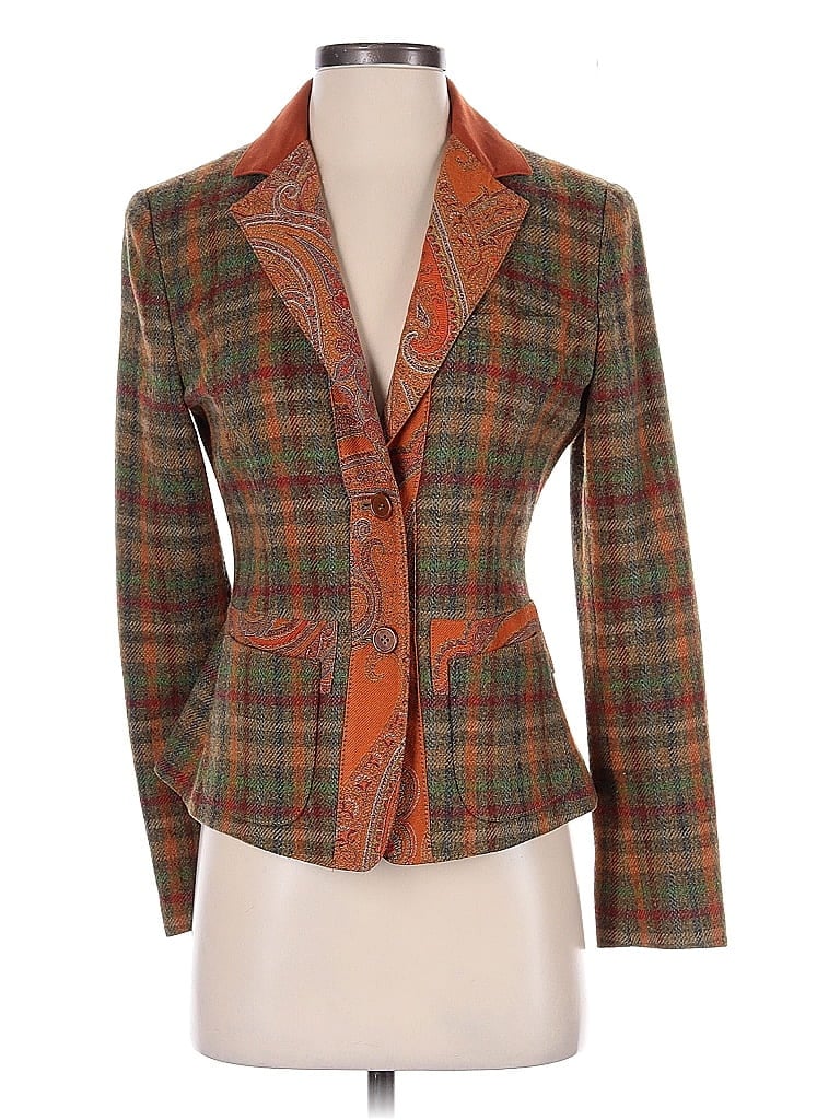 ETRO Tweed Brown Orange Blazer Size EU (IT) 40 / US 4 - photo 1