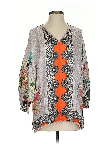 Johnny Was 3/4 Sleeve Silk Top (view 1)