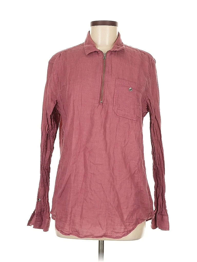 Pre-owned Inc International Concepts Long Sleeve Button Down Shirt In Burgundy