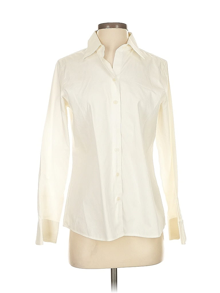 Pre-owned Eddie Bauer Long Sleeve Blouse In White