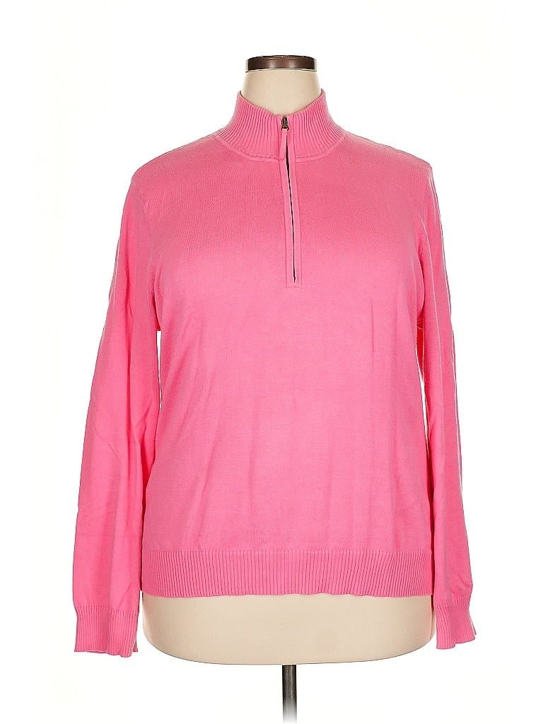 Foxcroft 100% Supima Cotton Solid Pink Pullover Sweater Size XXL - photo 1