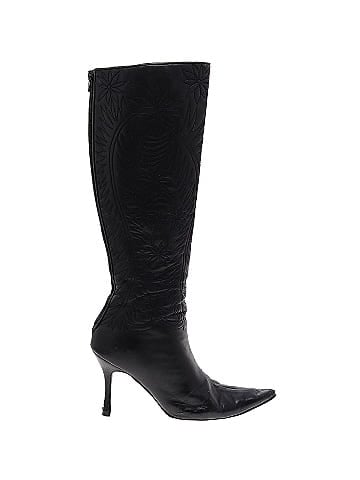 Manolo Blahnik Embroidered Leather Knee-High BootsBoots (view 1)