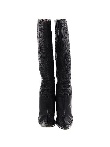 Manolo Blahnik Embroidered Leather Knee-High BootsBoots (view 2)