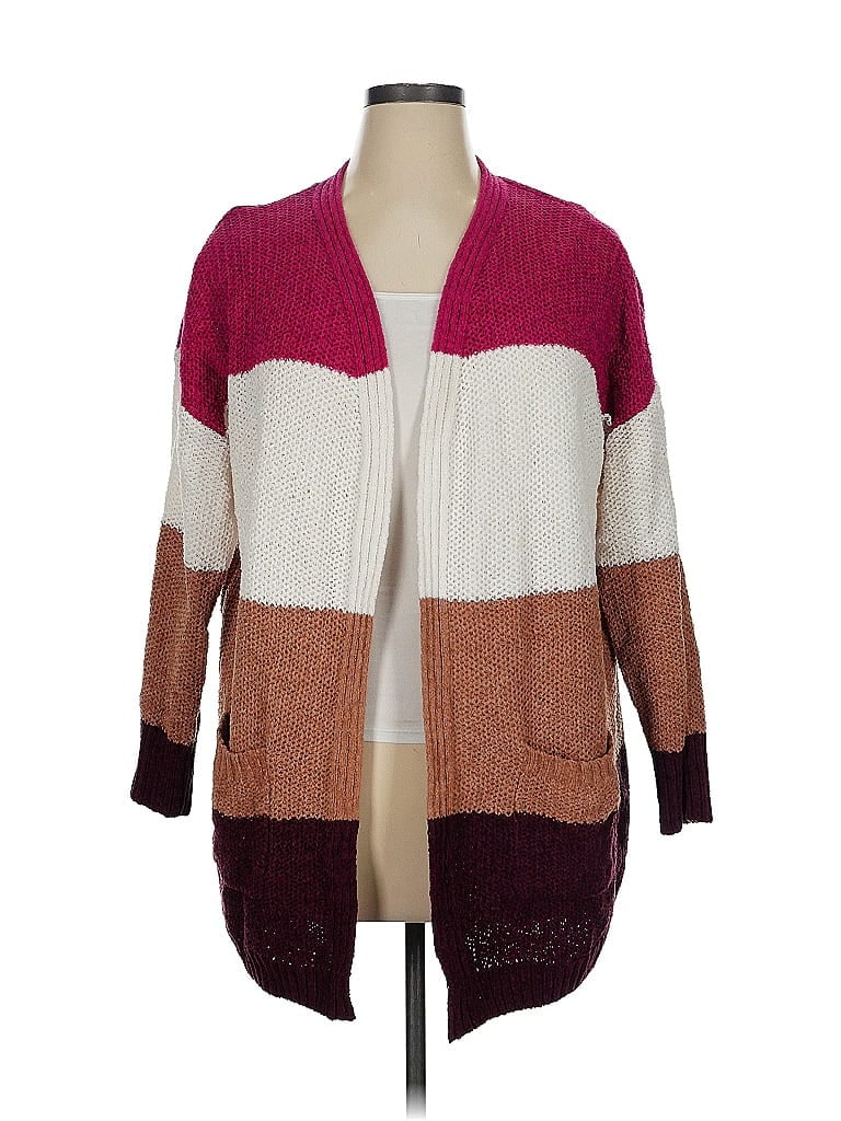 Pre-owned Pink Rose Cardigan Sweater In Burgundy