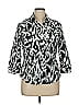 Foxcroft Animal Print Silver Gray 3/4 Sleeve Button-Down Shirt Size 14 - photo 1