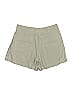 Liquid 100% Silk Solid Green Khaki Shorts Size 2 - photo 2