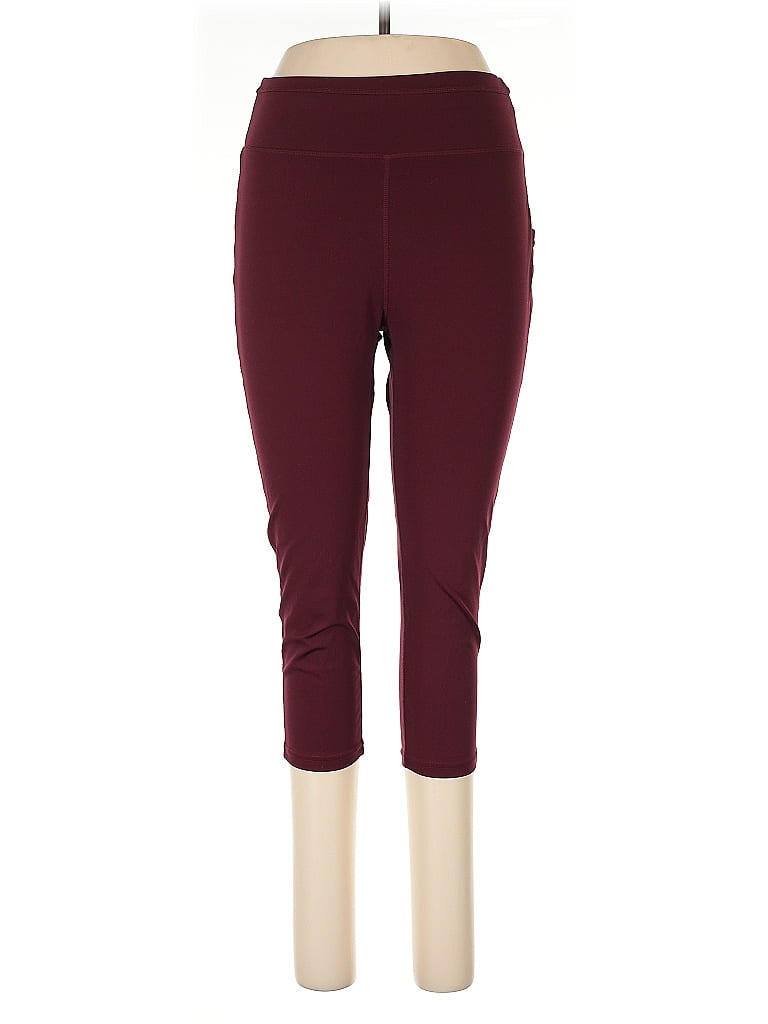 Pre-owned Pop Fit Active Pants In Burgundy
