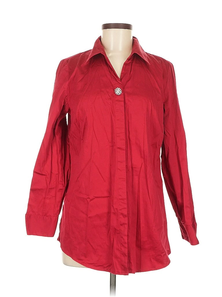 Click to view more detailed imagery on our partner's website Pre-owned Chico's 3/4 Sleeve Button Down Shirt In Red