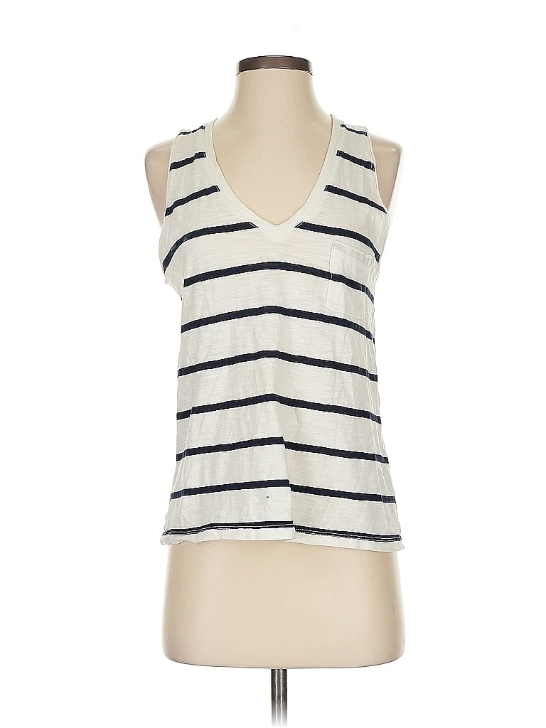 Pre-owned Madewell Tank Top Ivory Plunge Neckline Tops In White