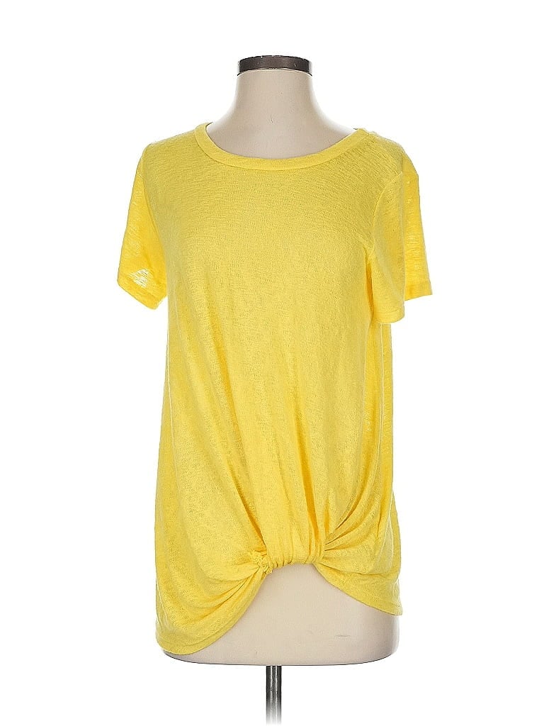 Pre-owned Bobeau Short Sleeve Top Yellow Crew Neck Tops