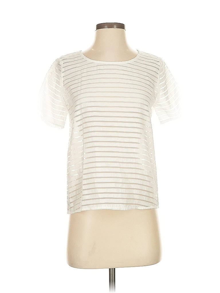 Pre-owned Joa Short Sleeve Top Ivory Boatneck Tops