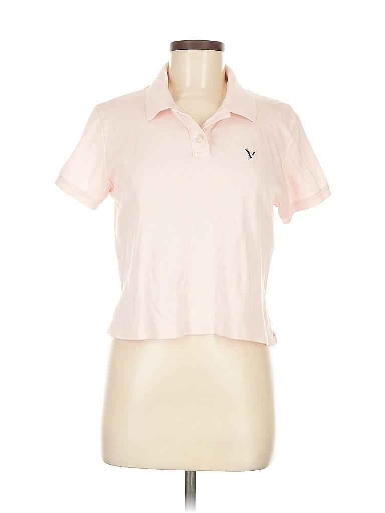 Pre-owned American Eagle Outfitters Short Sleeve Polo Shirt In Pink