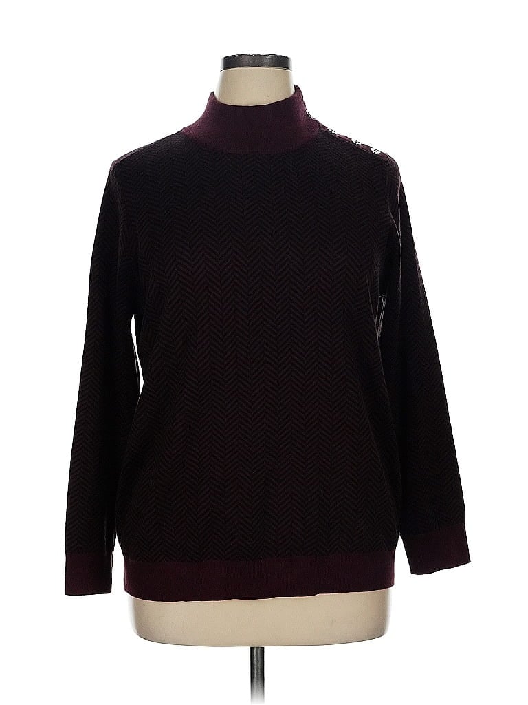 Pre-owned Calvin Klein Turtleneck Sweater In Burgundy