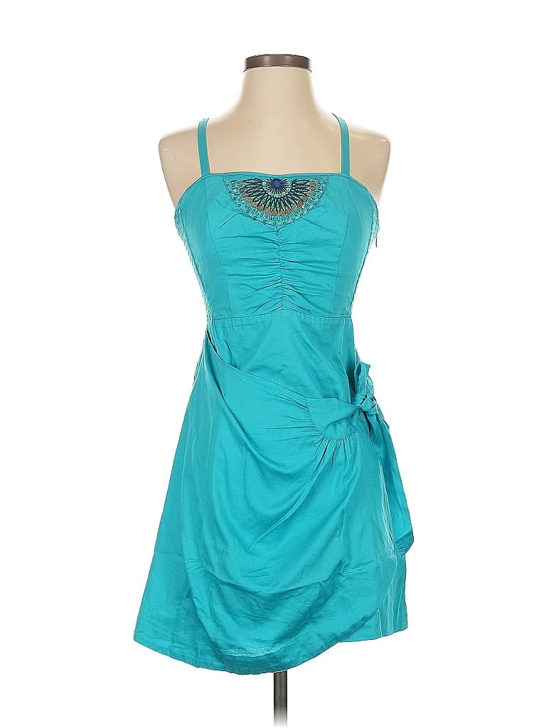 Free People 100% Cotton Teal Cocktail Dress Size 2 - photo 1