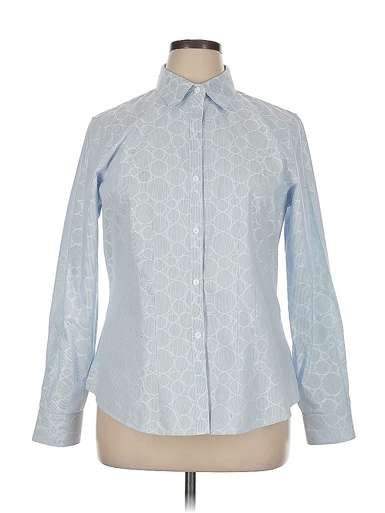 Foxcroft 100% Cotton Paisley Blue Long Sleeve Button-Down Shirt Size 14 - photo 1