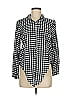 Love Notes 100% Rayon Checkered-gingham Black 3/4 Sleeve Button-Down Shirt Size M - photo 1