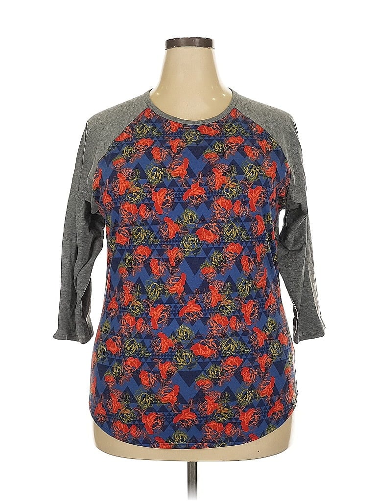 Pre-owned Lularoe 3/4 Sleeve T-shirt In Gray