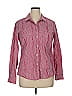 Foxcroft Stripes Burgundy Long Sleeve Button-Down Shirt Size 14 - photo 1
