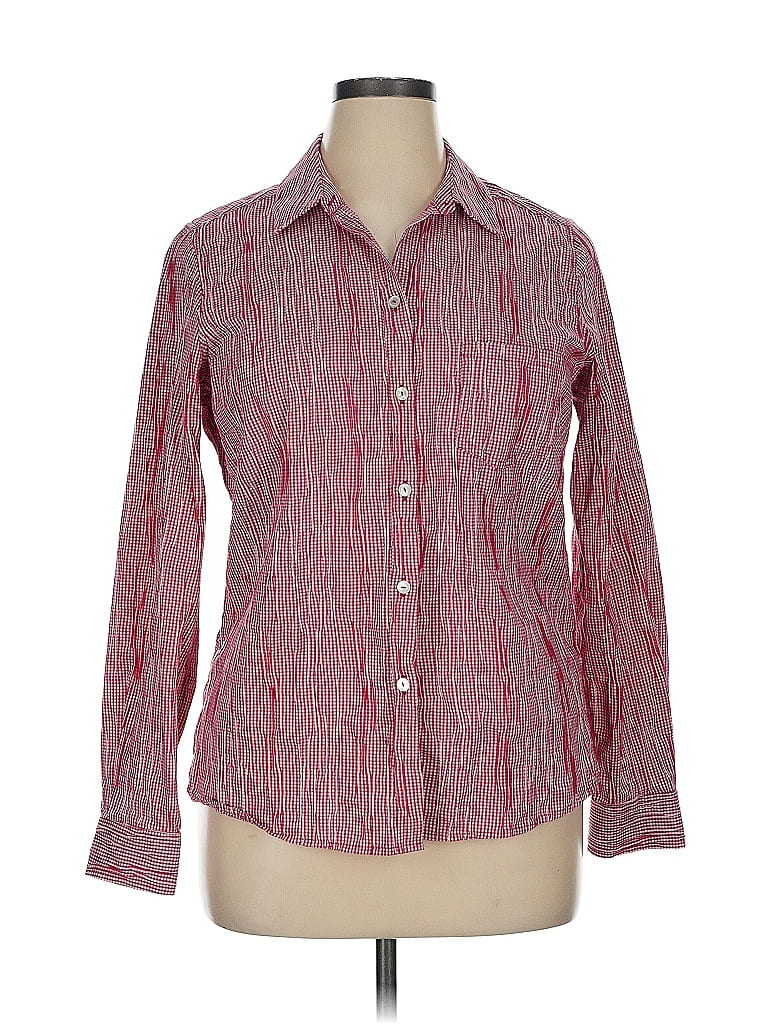 Foxcroft Stripes Burgundy Long Sleeve Button-Down Shirt Size 14 - photo 1