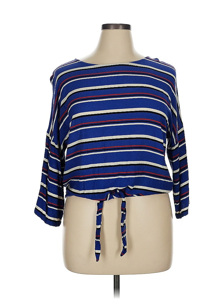 Pre-owned Mossimo 3/4 Sleeve Top Blue Boatneck Tops