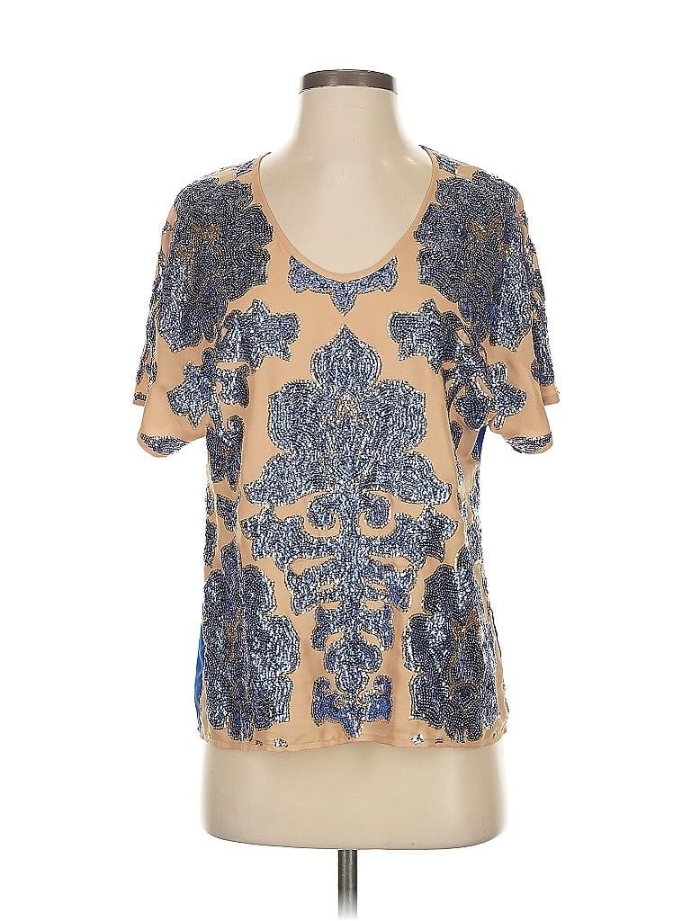 Click to view more detailed imagery on our partner's website Pre-owned Tracy Reese Short Sleeve Blouse In Gold