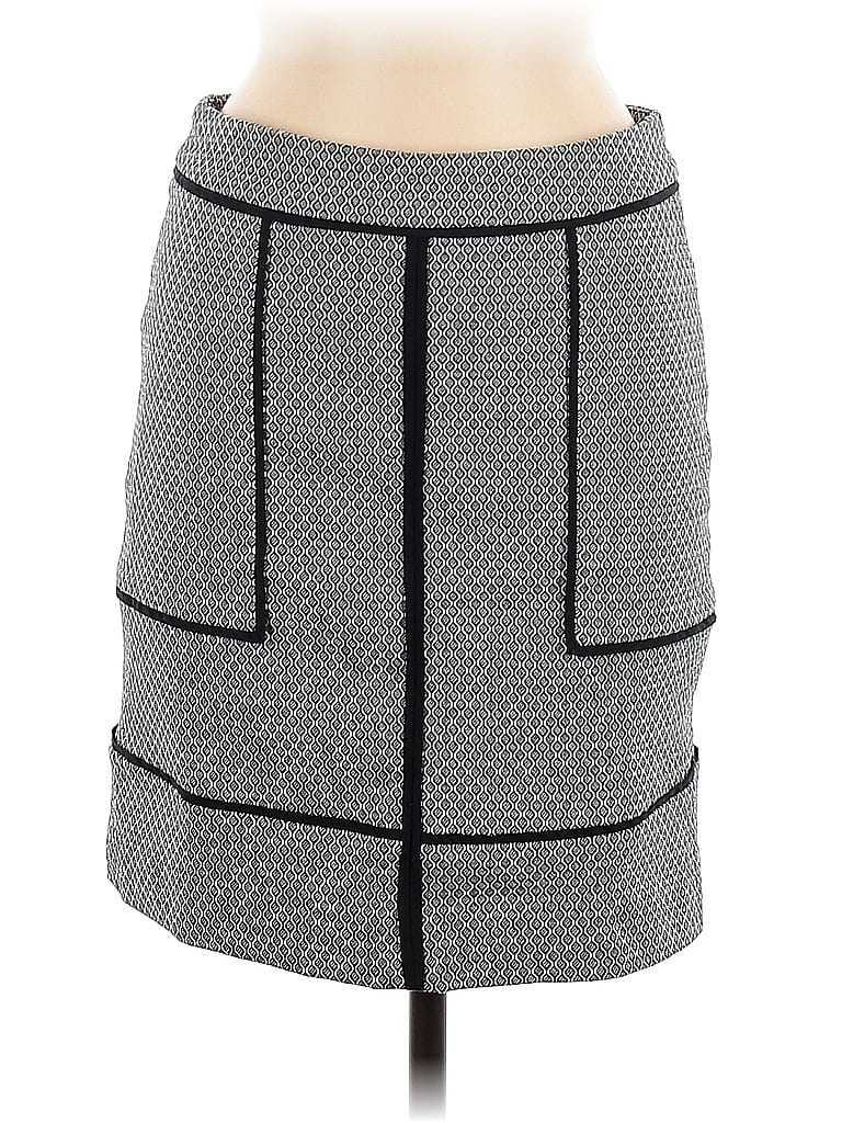 Amanda + Chelsea Color Block Chevron-herringbone Gray Casual Skirt Size 6 - photo 1