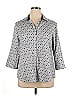 Foxcroft 100% Cotton Polka Dots Gray Blue 3/4 Sleeve Button-Down Shirt Size 14 - photo 1